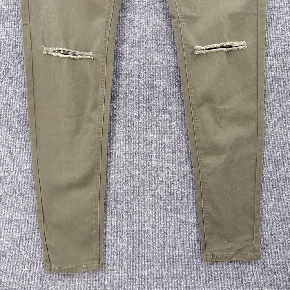 American Bazi Womens Pull On Skinny Pants Size XL Olive Green Distressed Militar - Picture 3 of 12